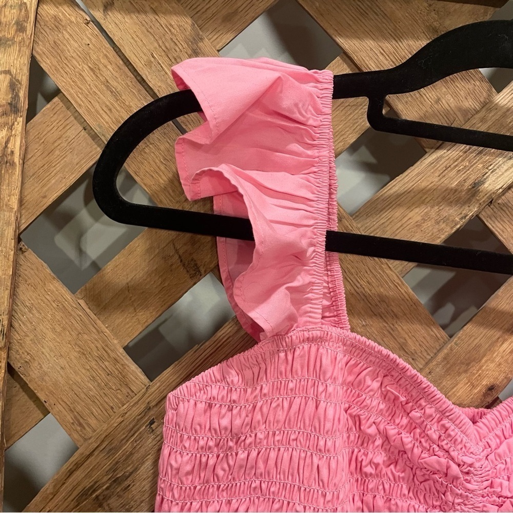 Abercrombie & Fitch Smocked Ruffle Strap Sweetheart Neckline Midi Dress Large T - Picture 3 of 13